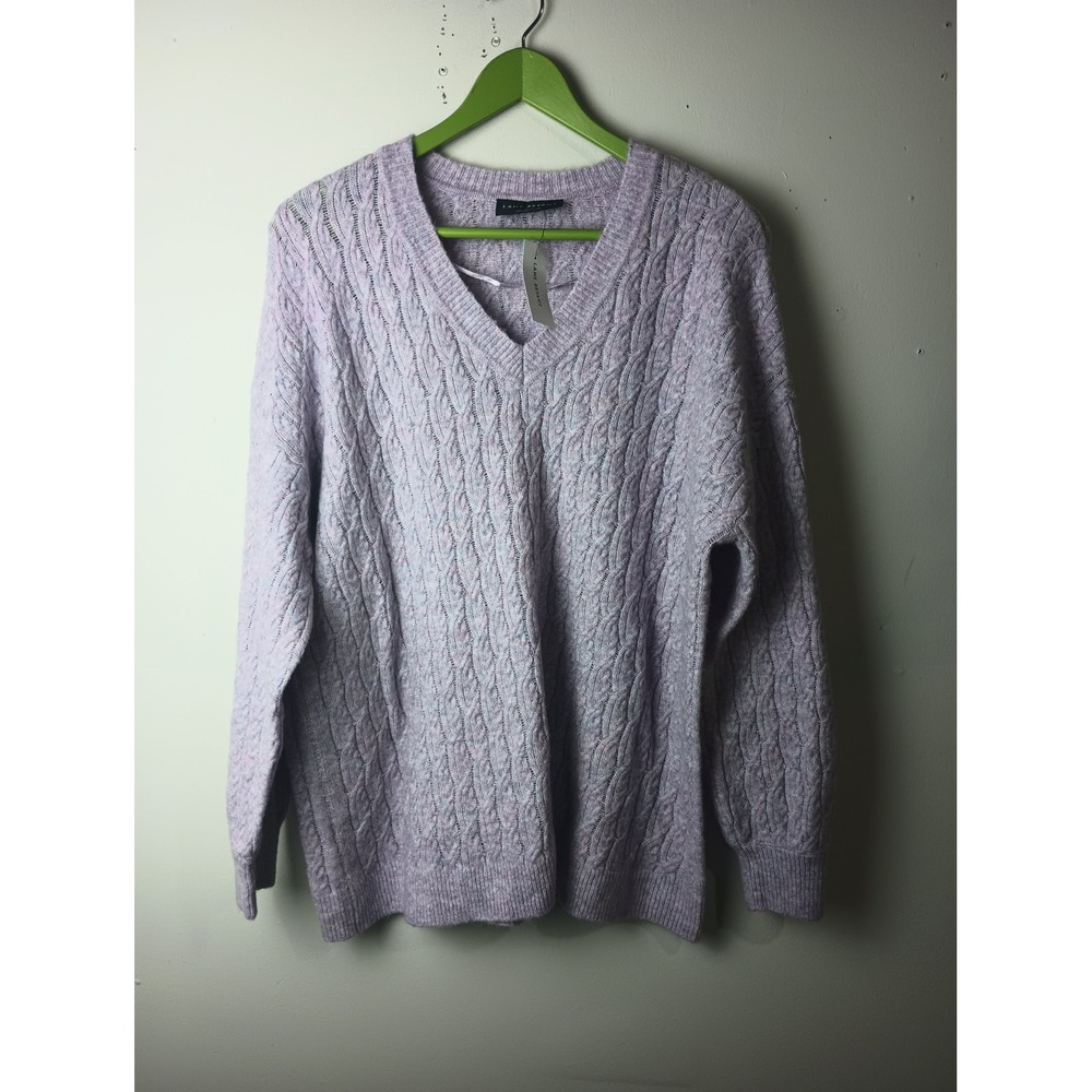 Lane Bryant Women Purple Cable Knit V-Neck Sweater Plus Size 18/20 NWT 601435245